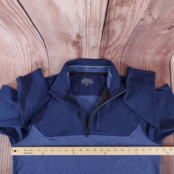 Vineyard Vines Mens Size Medium On The Go Shep Shirt 1/4 Zip Performance Blue - Picture 13 of 14